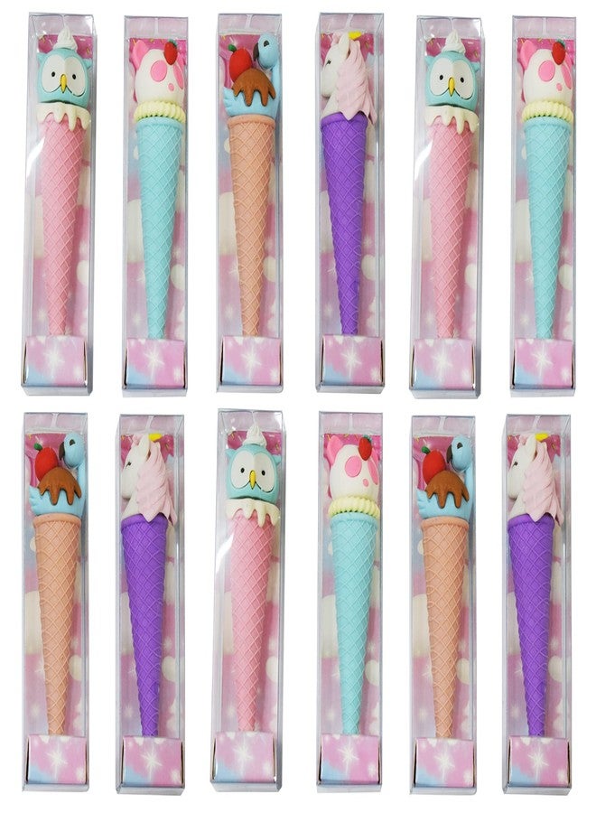 Asera 12 Pcs Icecream Erasers Mini Ice Cream Cone Pop Frozen Treat Erasers for Kids Party Favors, School Supplies - Image 1